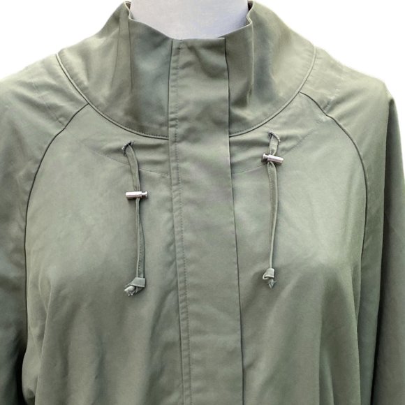 Elizabeth and James Utility Olive Green Cinch Waist Collar Windbreaker Jacket-M - Picture 3 of 14